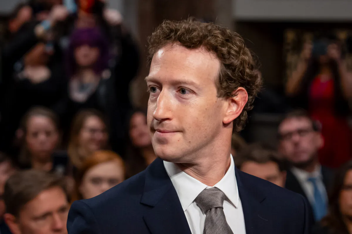 Meta Founder and CEO Mark Zuckerberg arrives to testify before the Senate Judiciary Committee in Washington on Jan. 31, 2024. (Madalina Vasiliu/The Epoch Times)