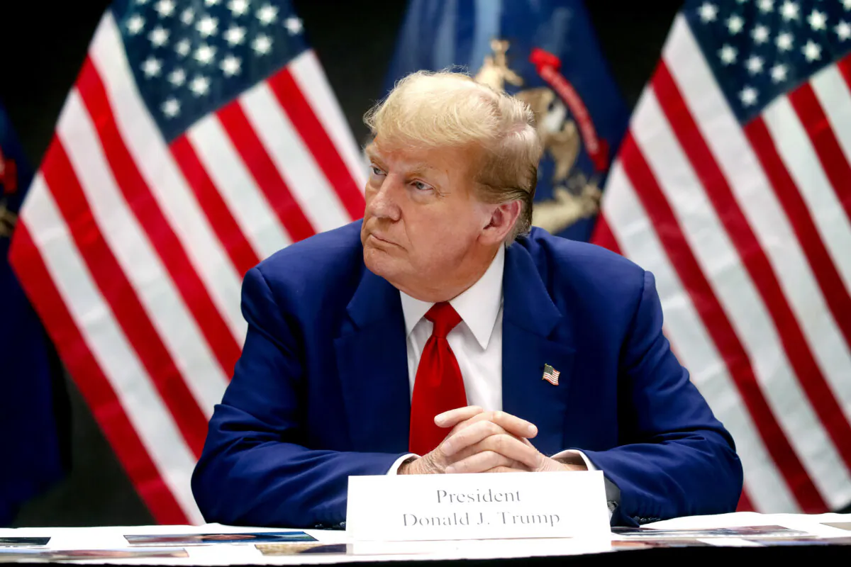 Former President Donald Trump attends a campaign event in Grand Rapids, Mich., on April 2, 2024. (Spencer Platt/Getty Images)