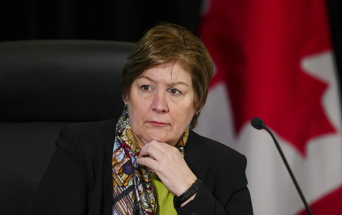 Commissioner Justice Marie-Josée Hogue listens during the Public Inquiry Into Foreign Interference in Federal Electoral Processes and Democratic Institutions in Ottawa on April 2, 2024. (The Canadian Press/Sean Kilpatrick)