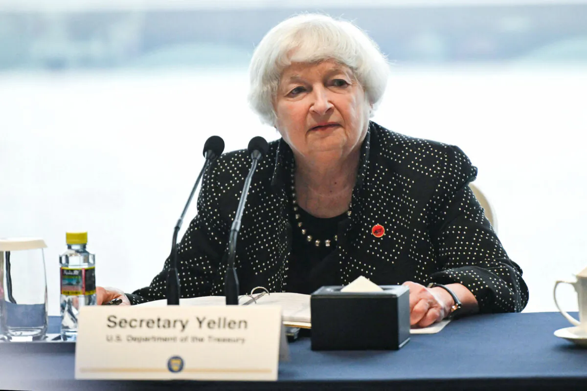 Treasury Secretary Janet Yellen attends a roundtable with business leaders in the southern Chinese city of Guangzhou on April 5, 2024. (Pedro Pardo/AFP via Getty Images)