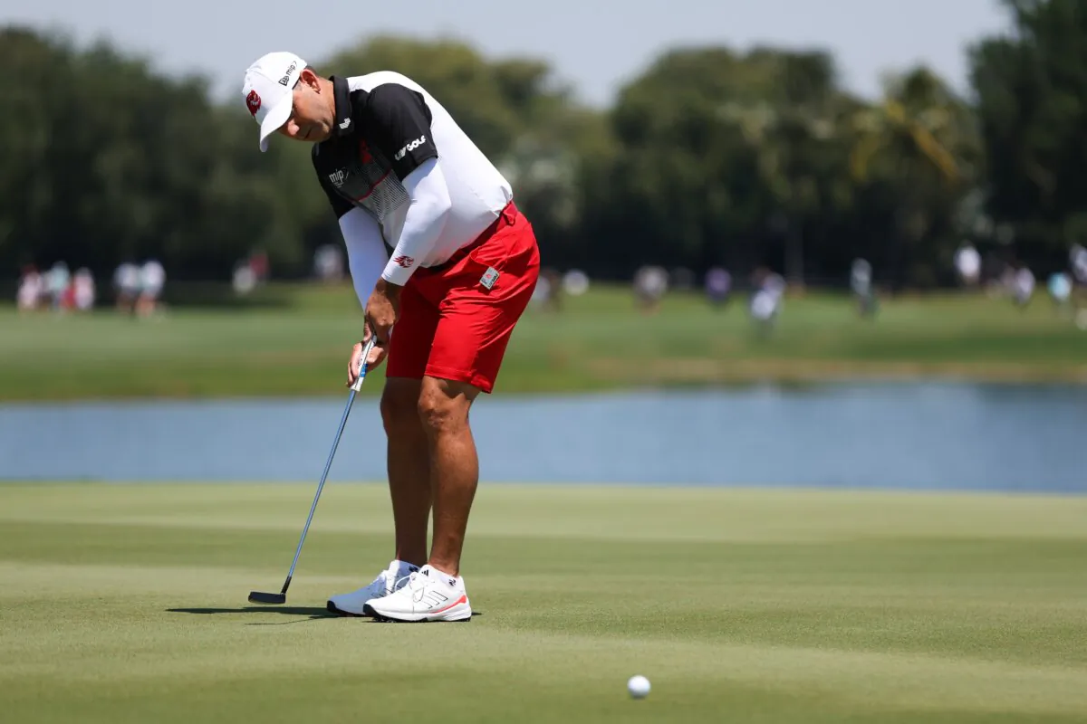 Captain Sergio Garcia of Fireballs GC putts on the fourth green during day one of the LIV Golf Invitational—Miami at Trump National Doral Miami in Doral, Fla., on April 5, 2024. (Megan Brigg/Getty Images)