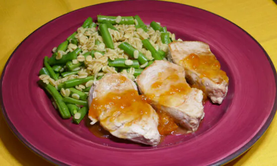 Sweet and Tangy Sauced Pork Tenderloin With Green Beans and Barley