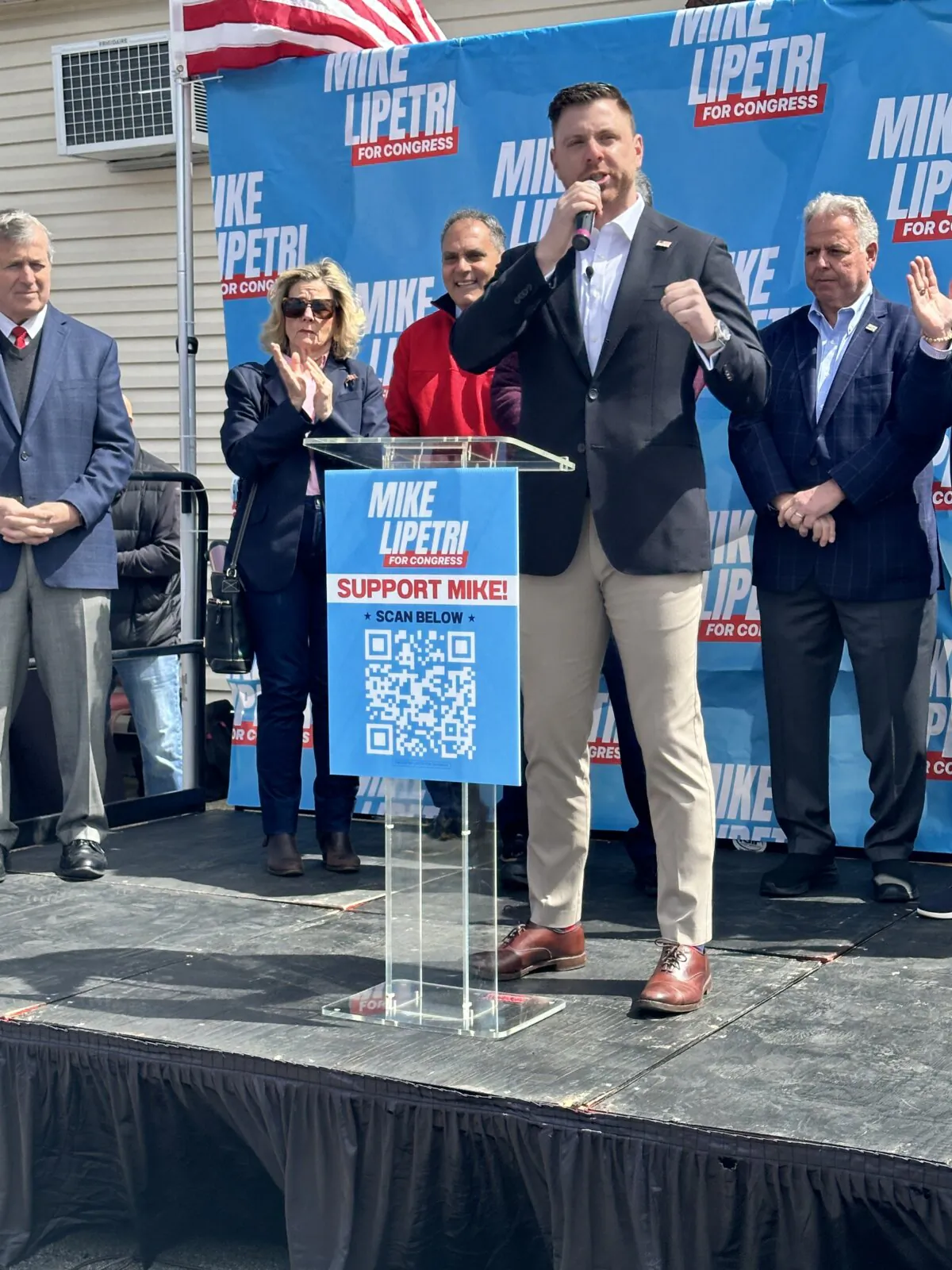 Congressional District 3 GOP candidate Mike LePetri in Bethpage, Long Island, on April 7, 2024. (Juliette Fairley/The Epoch Times)
