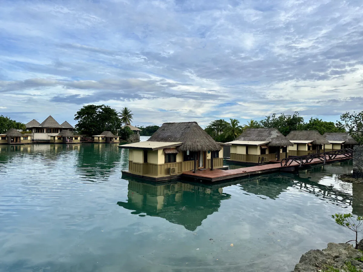 Overwater bungalows called bures at the Koro Sun in Vanua Levu, Fiji, allow visitors to fall asleep to the sounds of nature. (Margot Black)