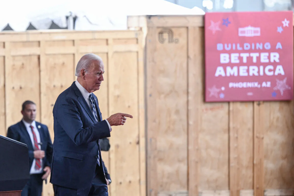 US President Joe Biden greets attendees after delivering remarks on his economic plan at TSMC Semiconductor Manufacturing Facility in Phoenix on Dec. 6, 2022. (Brendan Smialowski/AFP via Getty Images)