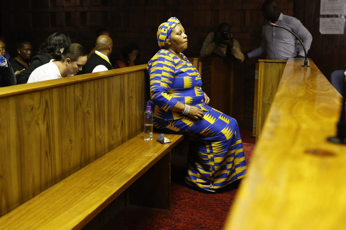 Former Speaker of the National Assembly Nosiviwe Mapisa-Nqakula sits in the dock for her court appearance at the Pretoria Magistrate Court in Pretoria on April 4, 2024. (Phill Magakoe/AFP via Getty Images)