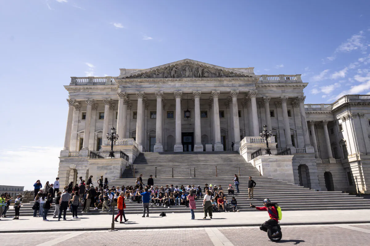The House of Representatives side of the U.S. Capitol building ahead of the solar eclipse in Washington on April 8, 2024. (Madalina Vasiliu/The Epoch Times)