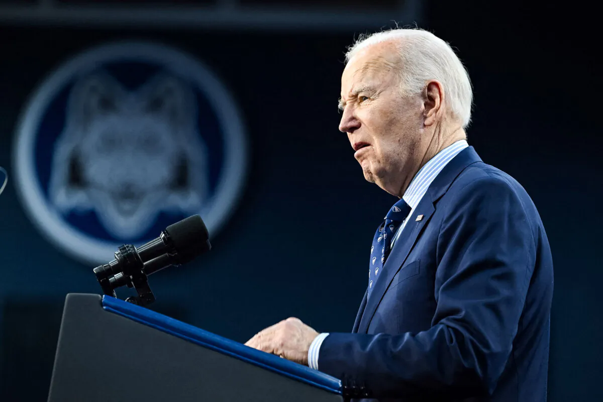 President Joe Biden speaks about student loan relief at Madison College in Madison, Wis., on April 8, 2024. (Andrew Caballero-Reynolds/AFP via Getty Images)