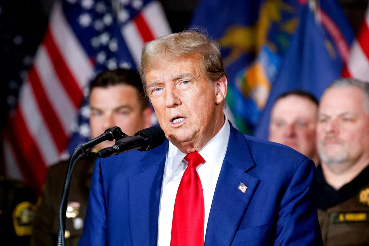Republican presidential candidate and former U.S. President Donald Trump speaks during a campaign rally in Grand Rapids, Mich., on April 2, 2024. (Rebecca Cook/Reuters)