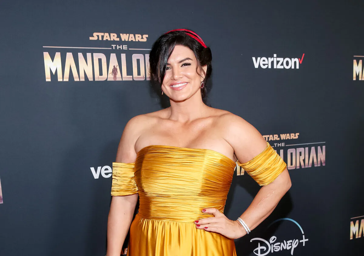 Gina Carano arrives at the premiere of Lucasfilm's first-ever, live-action series, "The Mandalorian," at the El Capitan Theatre in Hollywood, California, on Nov. 13, 2019. (Jesse Grant/Getty Images for Disney)