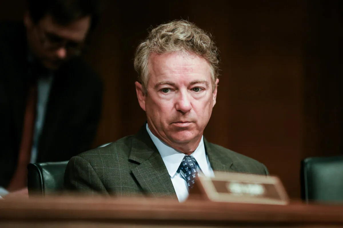 Sen. Rand Paul (R-Ky.) at a Senate hearing regarding the coronavirus in Washington on March 3, 2020. (Charlotte Cuthbertson/The Epoch Times)