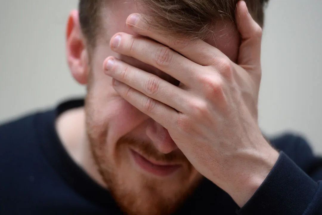 A photo of a man showing signs of pain taken on April 11, 2024. (Kirsty O'Connor/PA Wire)