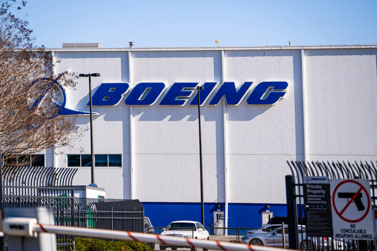 A Boeing airplane assembly facility on the grounds of the joint-use Charleston Air Force Base and Charleston International Airport in Charleston, S.C., on Feb. 26, 2024. (Madalina Vasiliu/The Epoch Times)