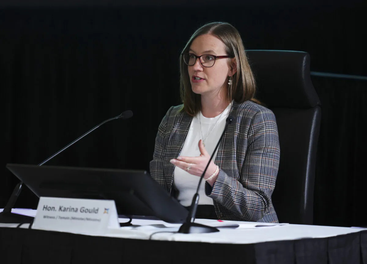 Liberal Member of Parliament Karina Gould appears as a witness at the Public Inquiry Into Foreign Interference in Federal Electoral Processes and Democratic Institutions in Ottawa on April 10, 2024. (THE CANADIAN PRESS/Sean Kilpatrick)