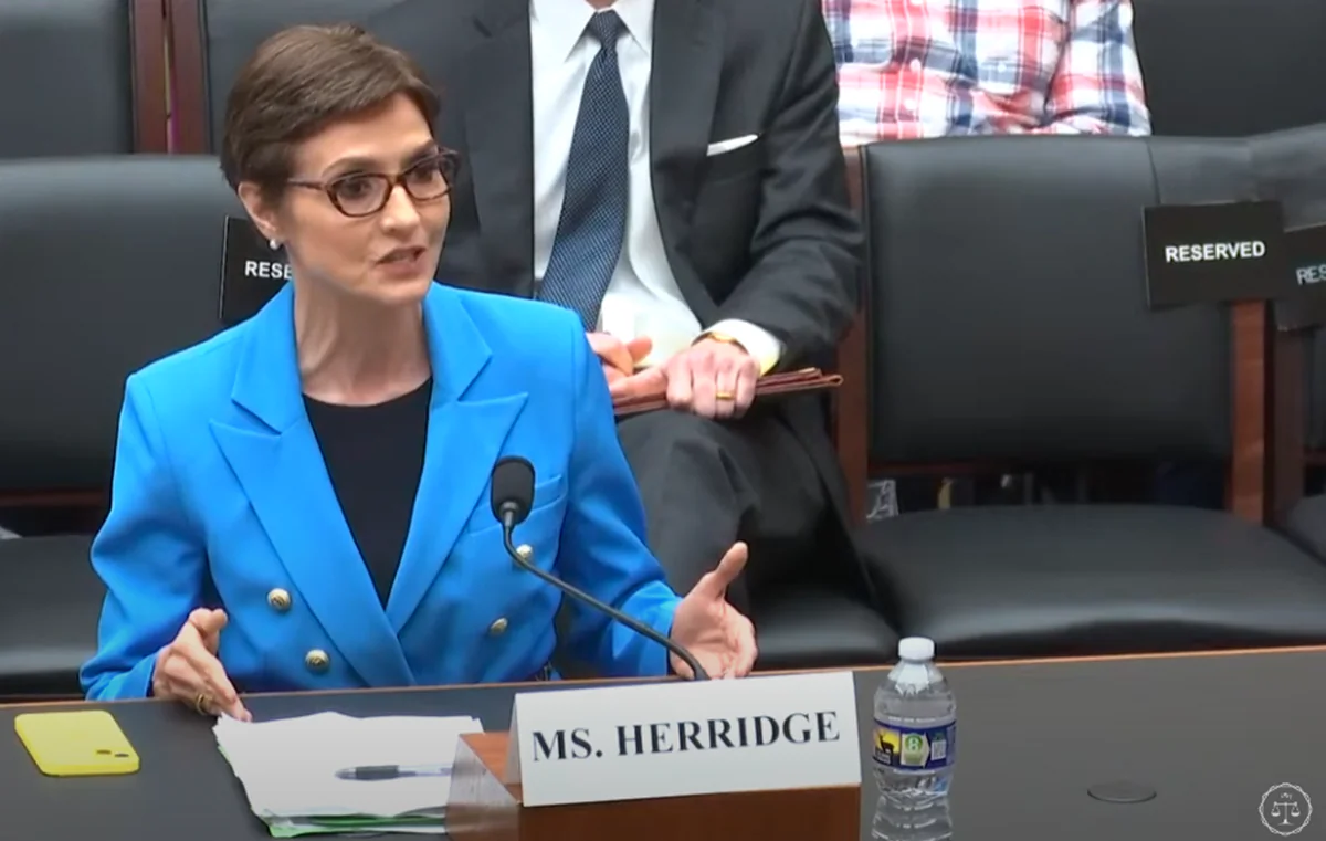 Former CBS reporter Catherine Herridge speaks at a congressional hearing in Washington on April 11, 2024, in a still from video. (House Judiciary Committee/Screenshot via The Epoch Times)