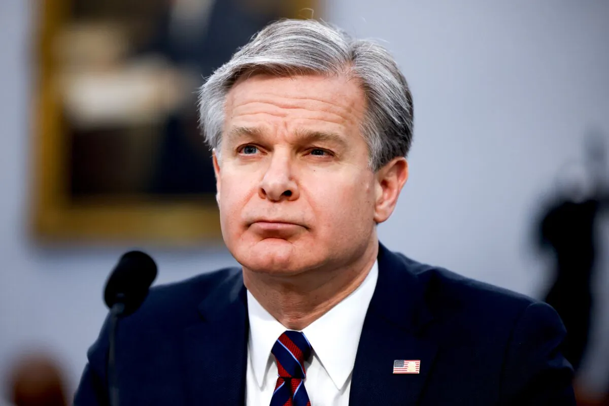 FBI Director Christopher Wray testifies before the House Appropriations Committee on Capitol Hill in Washington on April 11, 2024. (Julia Nikhinson/Getty Images)