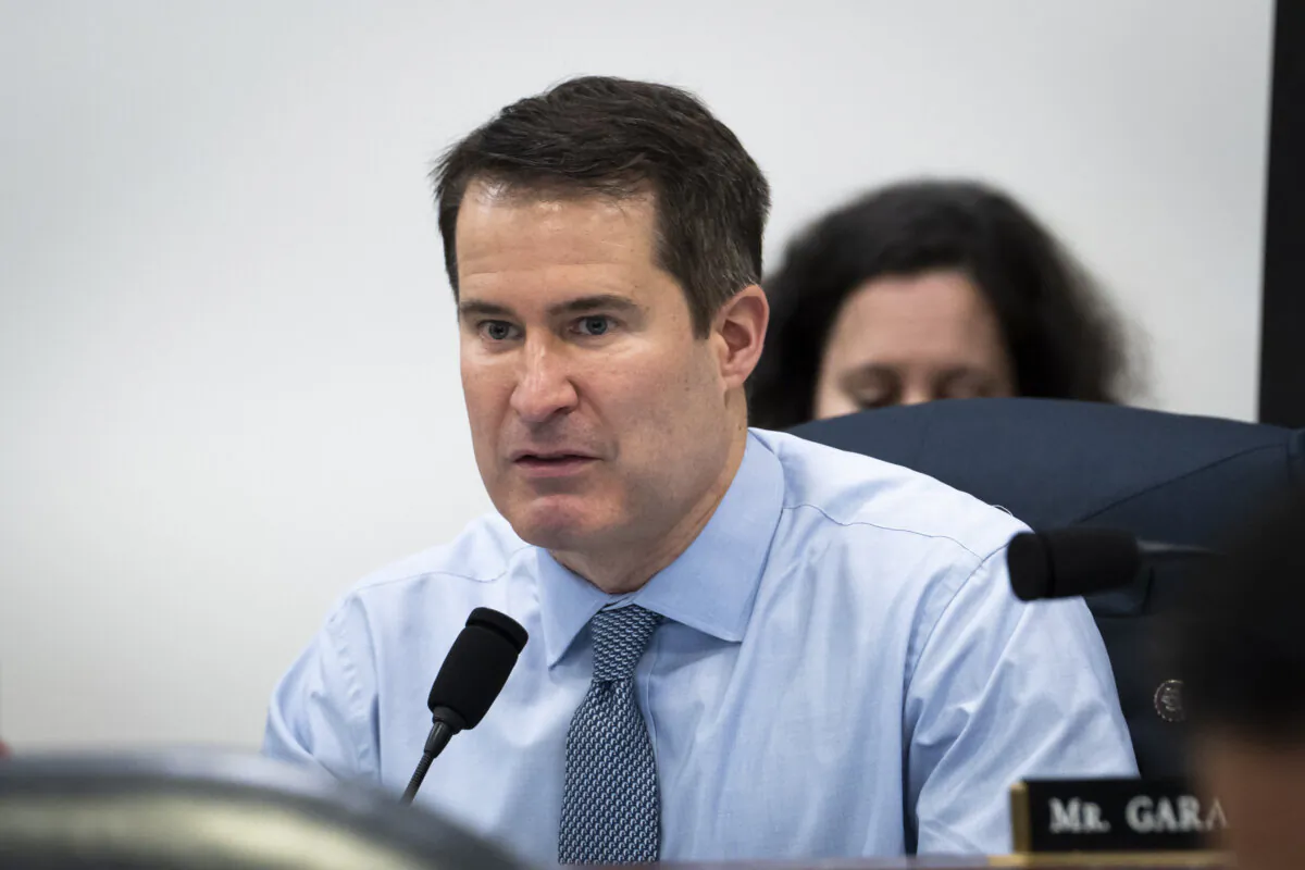 Rep. Seth Moulton (D-Mass.) speaks during a hearing in Washington on April 12, 2024. (Madalina Vasiliu/The Epoch Times)