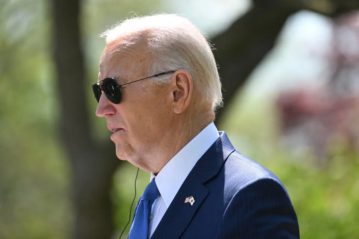 President Joe Biden speaks during a joint press conference with Japanese Prime Minister Fumio Kishida in the Rose Garden of the White House, on April 10, 2024. (Saul Loeb/AFP via Getty Images)