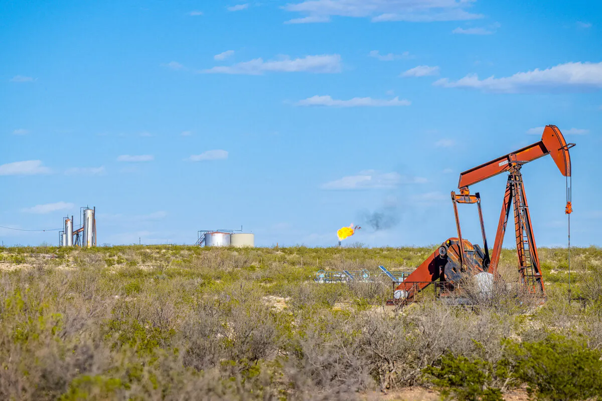 An oil pumpjack near the Callon Petroleum vicinity in Monahans, Texas, on March 27, 2024. (Brandon Bell/Getty Images)