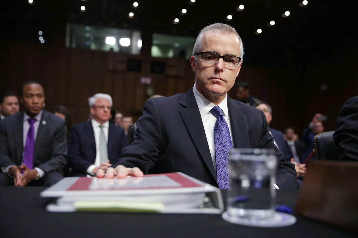 Former FBI Deputy Director Andrew McCabe waits for the beginning of a hearing before the Senate Intelligence Committee with the other heads of the U.S. intelligence agencies in the Hart Senate Office Building on Capitol Hill May 11, 2017 in Washington, D.C. (Alex Wong/Getty Images)