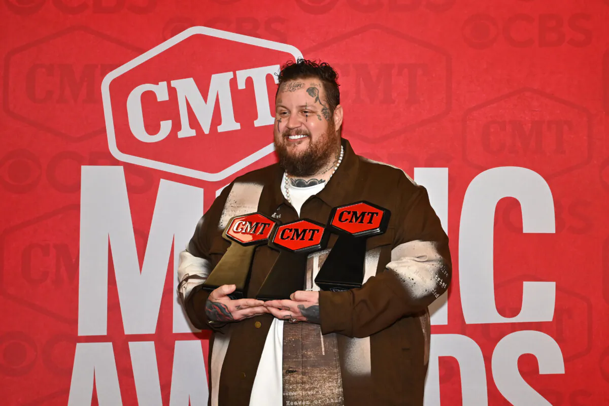 Jelly Roll, winner of CMT Performance of the Year, Male Video of the Year, and Video of the Year awards poses in the press room during the 2024 CMT Music Awards at Moody Center in Austin, Texas, on April 7, 2024. (Chris Saucedo/Getty Images)