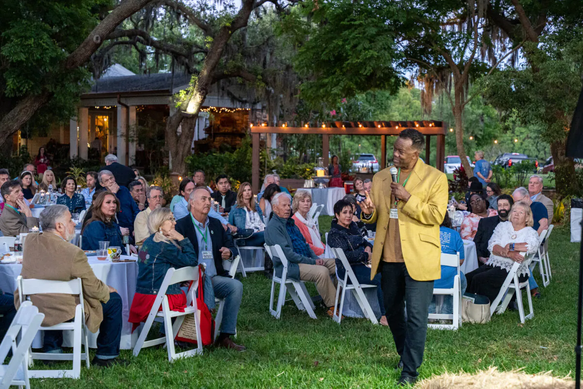 Kevin McGary at a Save Our Children event in Odessa, Fla., on April 12, 2024. (Terry Wang/The Epoch Times)