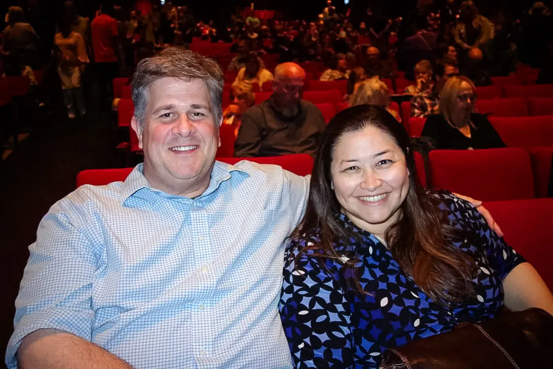 Douglas Corcoran (L) and Lorene Yoxtheimer enjoyed Shen Yun's evening performance at the Chester Fritz Auditorium on April 14, 2024. (Lily Yu/The Epoch Times)