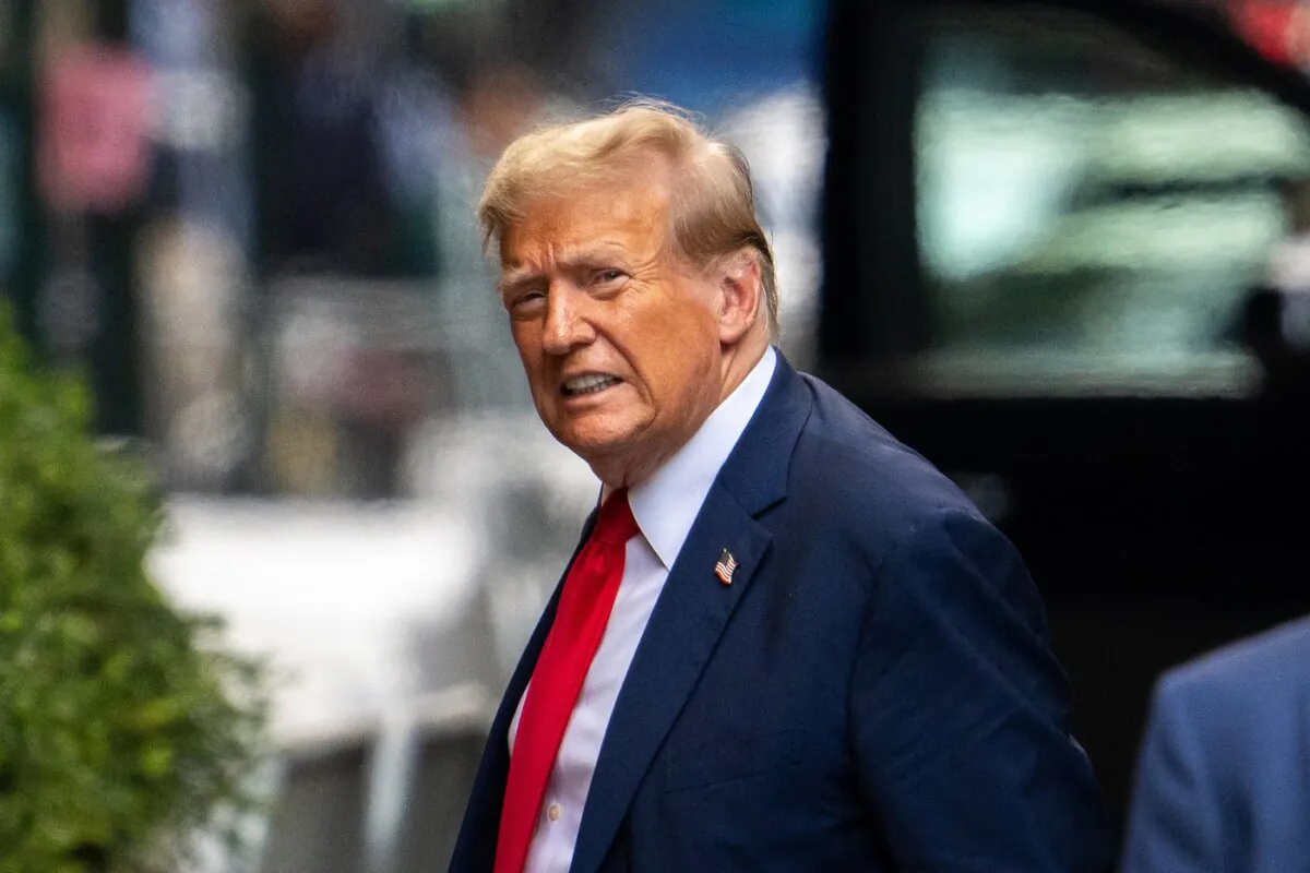 Former President Donald Trump arrives at Trump Tower in New York City, on April 15, 2024. (Adam Gray/AFP via Getty Images)