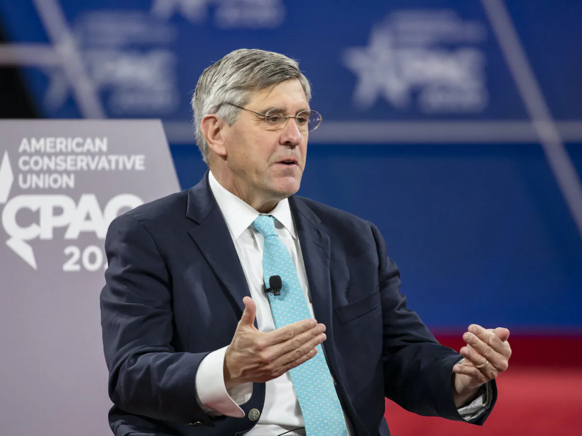 Economist Stephen Moore speaks at the Conservative Political Action Conference 2020 (CPAC) in National Harbor, Md., on Feb. 28, 2020. (Samuel Corum/Getty Images)
