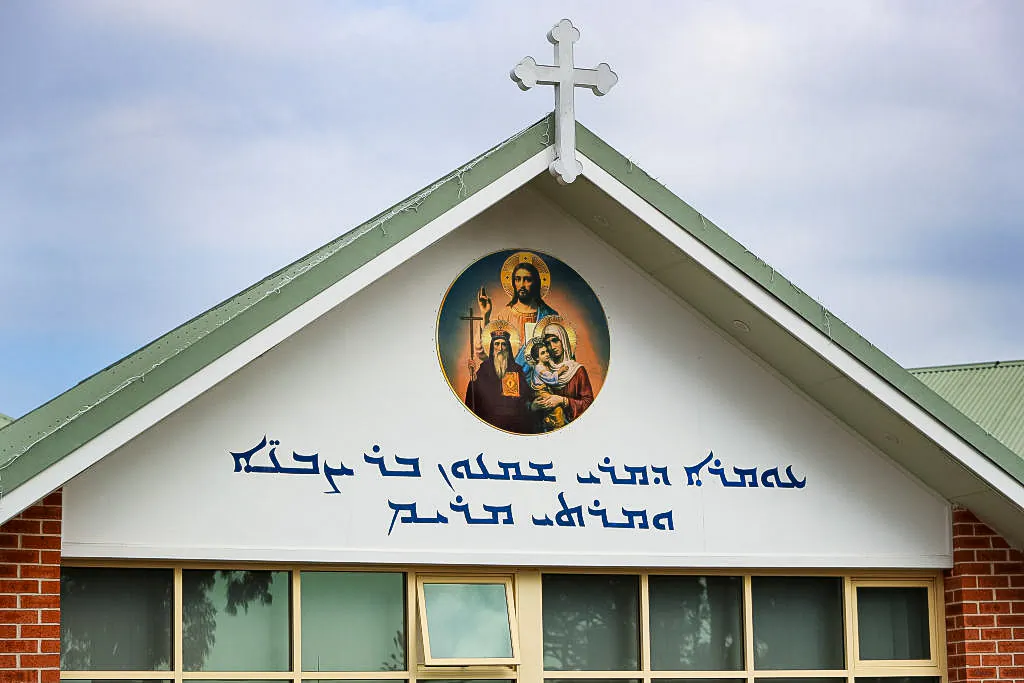 A general view of signage is seen at Christ The Good Shepherd Church in the suburb of Wakeley in Sydney, Australia on April 16, 2024. (Lisa Maree Williams/Getty Images)