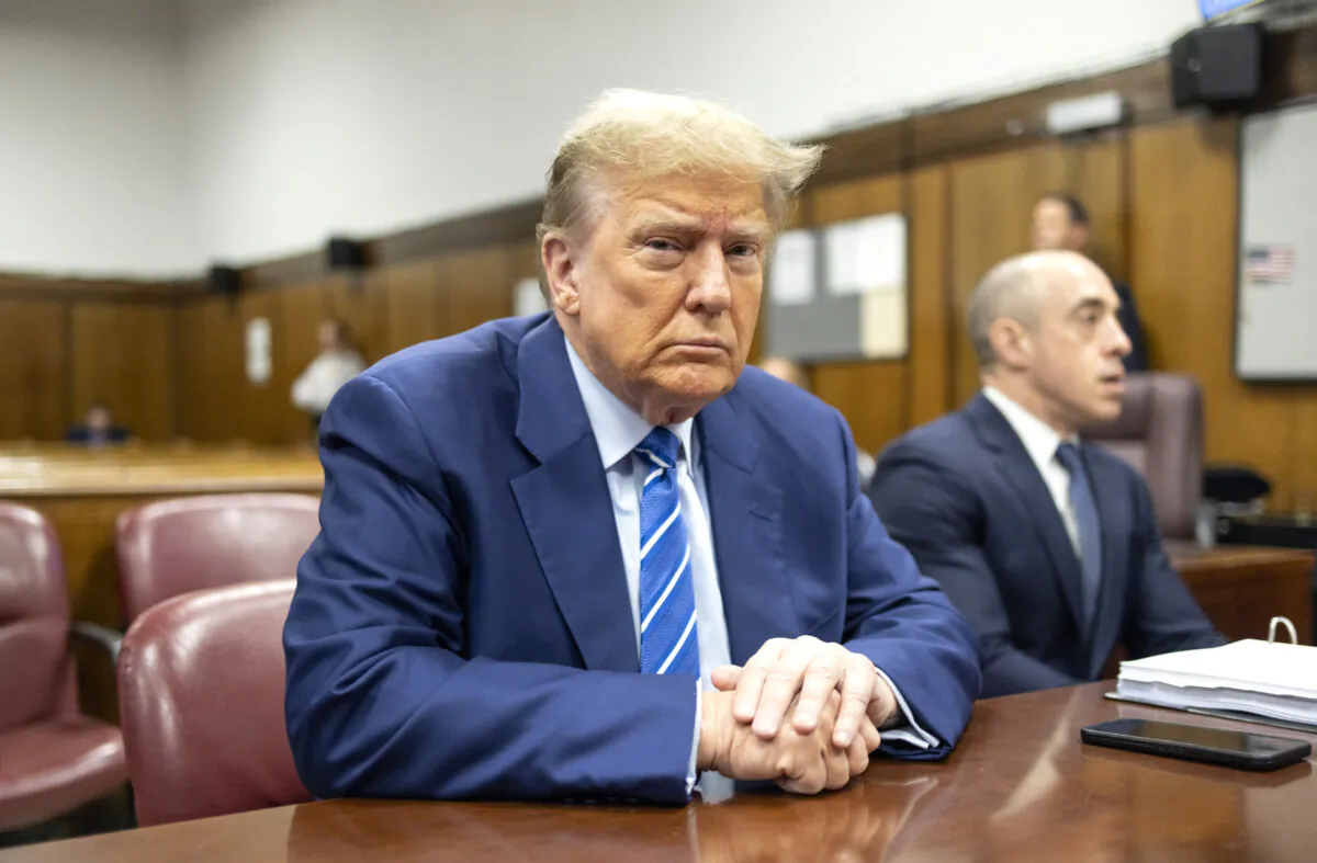 Former President Donald Trump sits in the courtroom during the second day of his criminal trial at Manhattan Criminal Court in New York City on April 16, 2024. (Justin Lane-Pool/Getty Images)