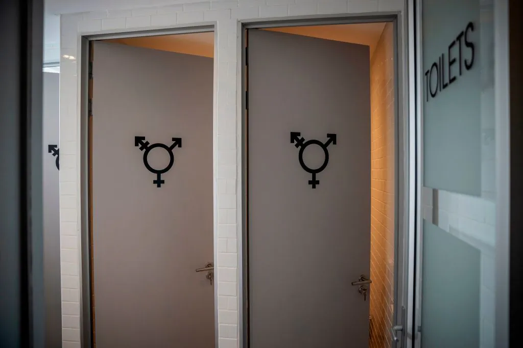 Gender neutral bathrooms inside the Queer Wellness Centre in Johannesburg on March 11, 2020. (Michele Spatari/AFP via Getty Images)