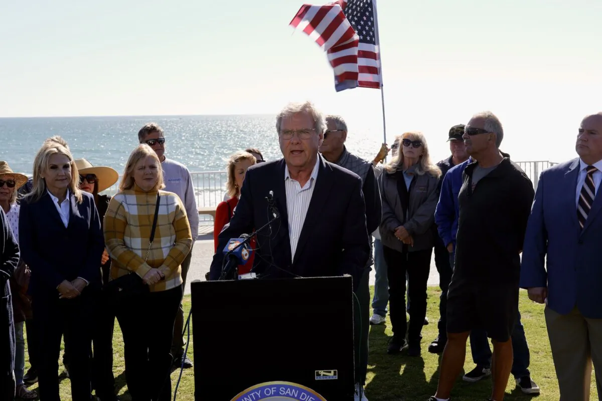 San Diego County Supervisor Jim Desmond at a news conference in Carlsbad, Calif., on April 15, 2024. (Courtesy of Miles Himmel)