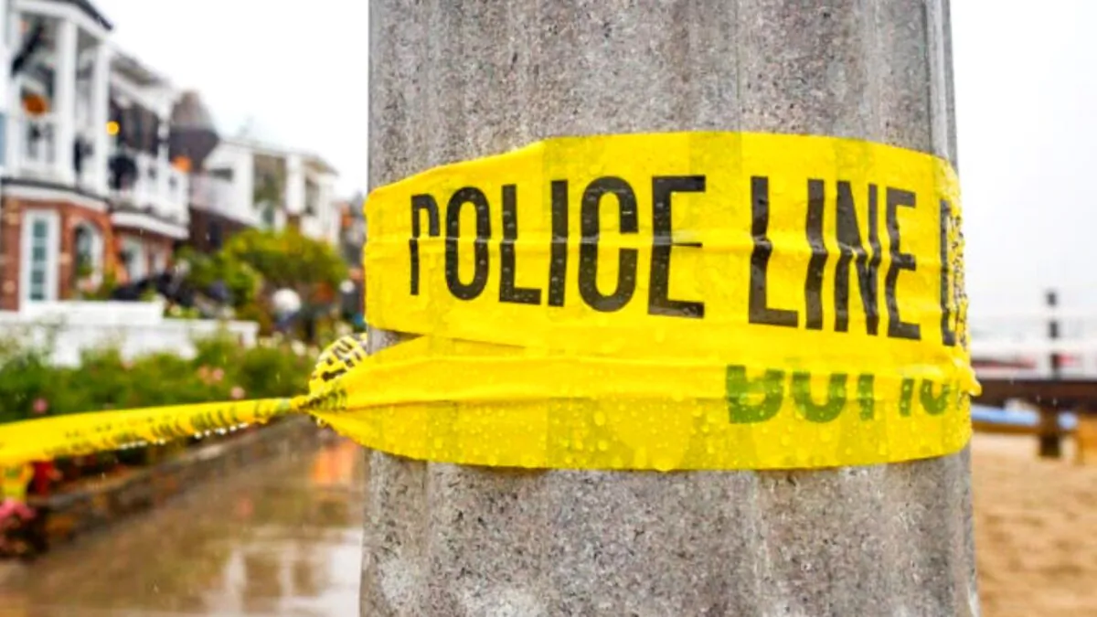 Police tape in Newport Beach, Calif., on Oct. 26, 2021. (John Fredricks/The Epoch Times)