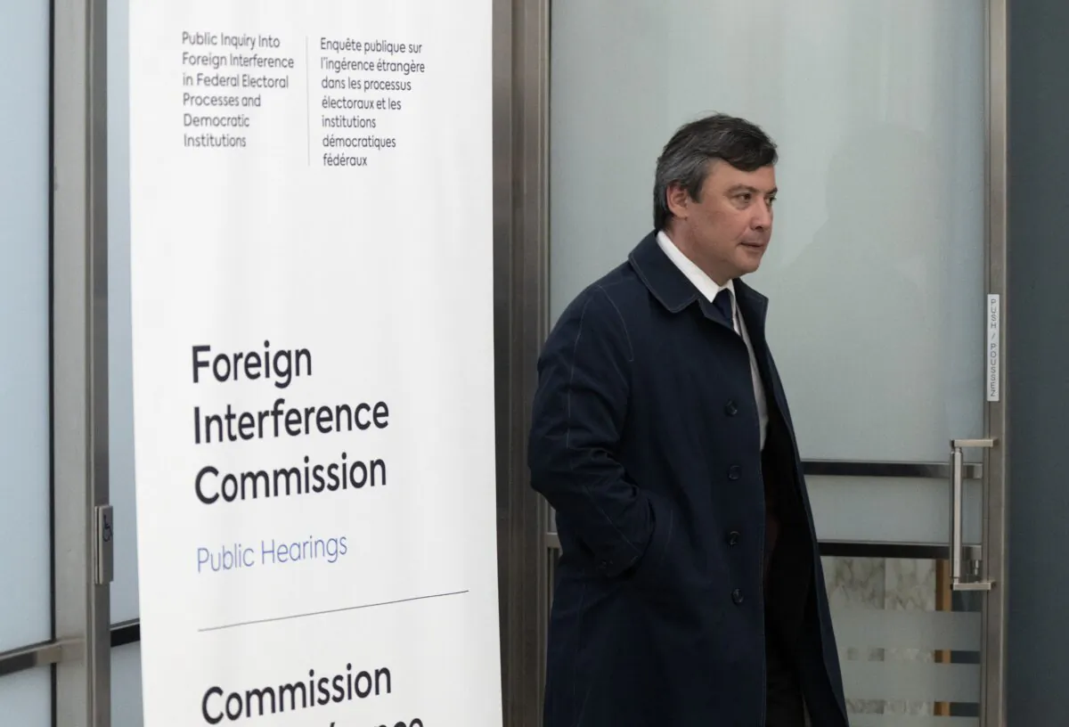 Conservative MP Michael Chong leaves the Public Inquiry Into Foreign Interference in Federal Electoral Processes and Democratic Institutions after appearing as a witness, in Ottawa on April 3, 2024. (The Canadian Press/Adrian Wyld)