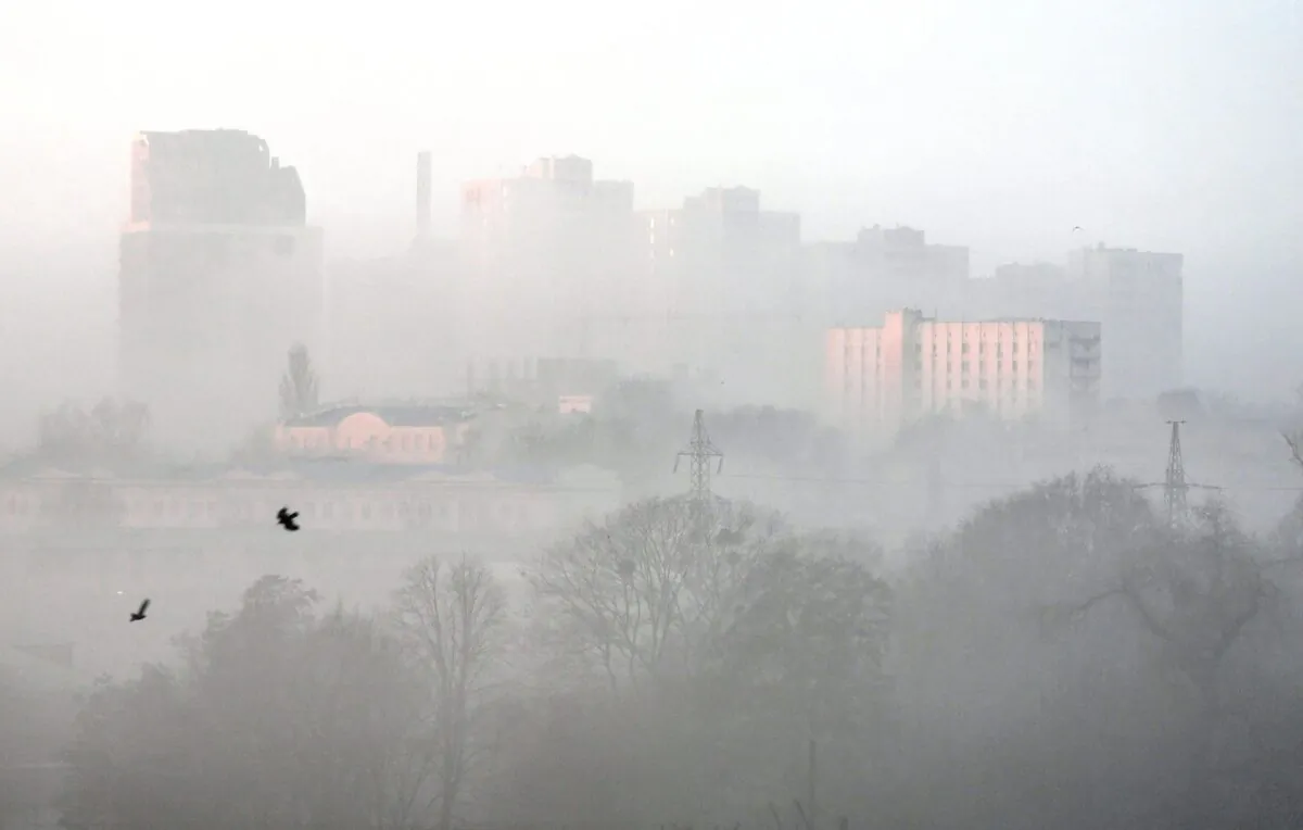 Fog envelops the Ukrainian capital Kyiv on Jan. 19, 2023. (Sergei Supinsky/AFP via Getty Images)