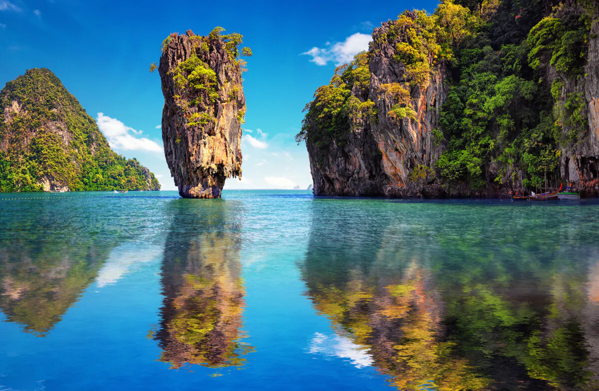 James Bond island reflects in water near Phuket, Thailand. (Dreamstime/TNS)