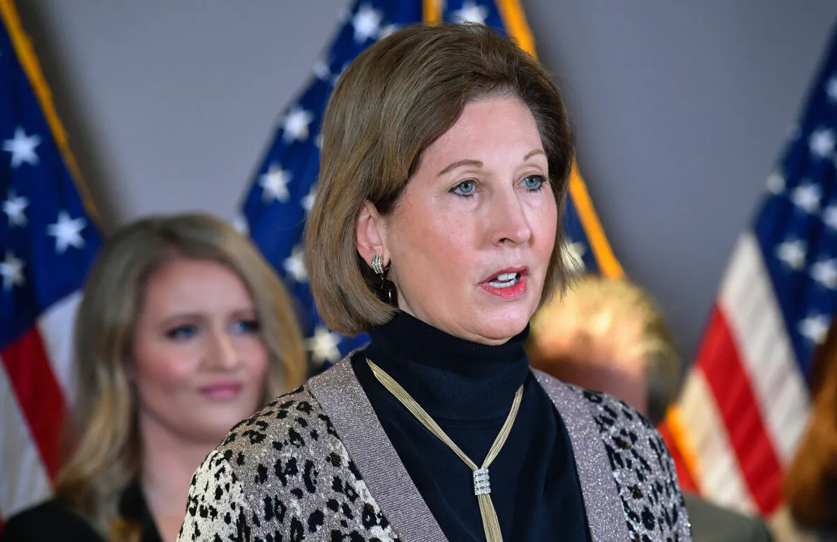 Sidney Powell speaks during a press conference at the Republican National Committee headquarters in Washington on Nov. 19, 2020. (Mandel Ngan/AFP via Getty Images)