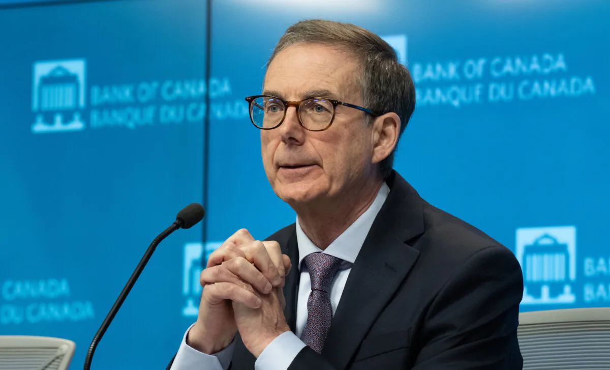 Bank of Canada Governor Tiff Macklem responds to a question during a news conference following a rate announcement, in Ottawa, on April 10, 2024. (The Canadian Press/Adrian Wyld)