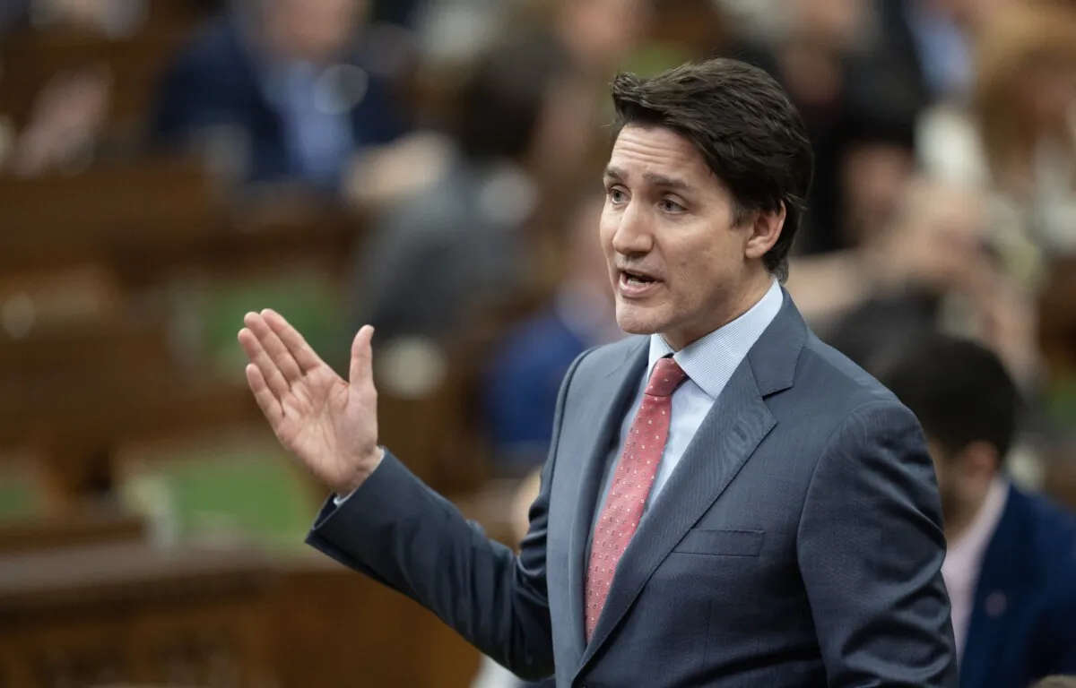Prime Minister Justin Trudeau responds to a question from the opposition during Question Period, in Ottawa, on April 17, 2024. (The Canadian Press/Adrian Wyld)