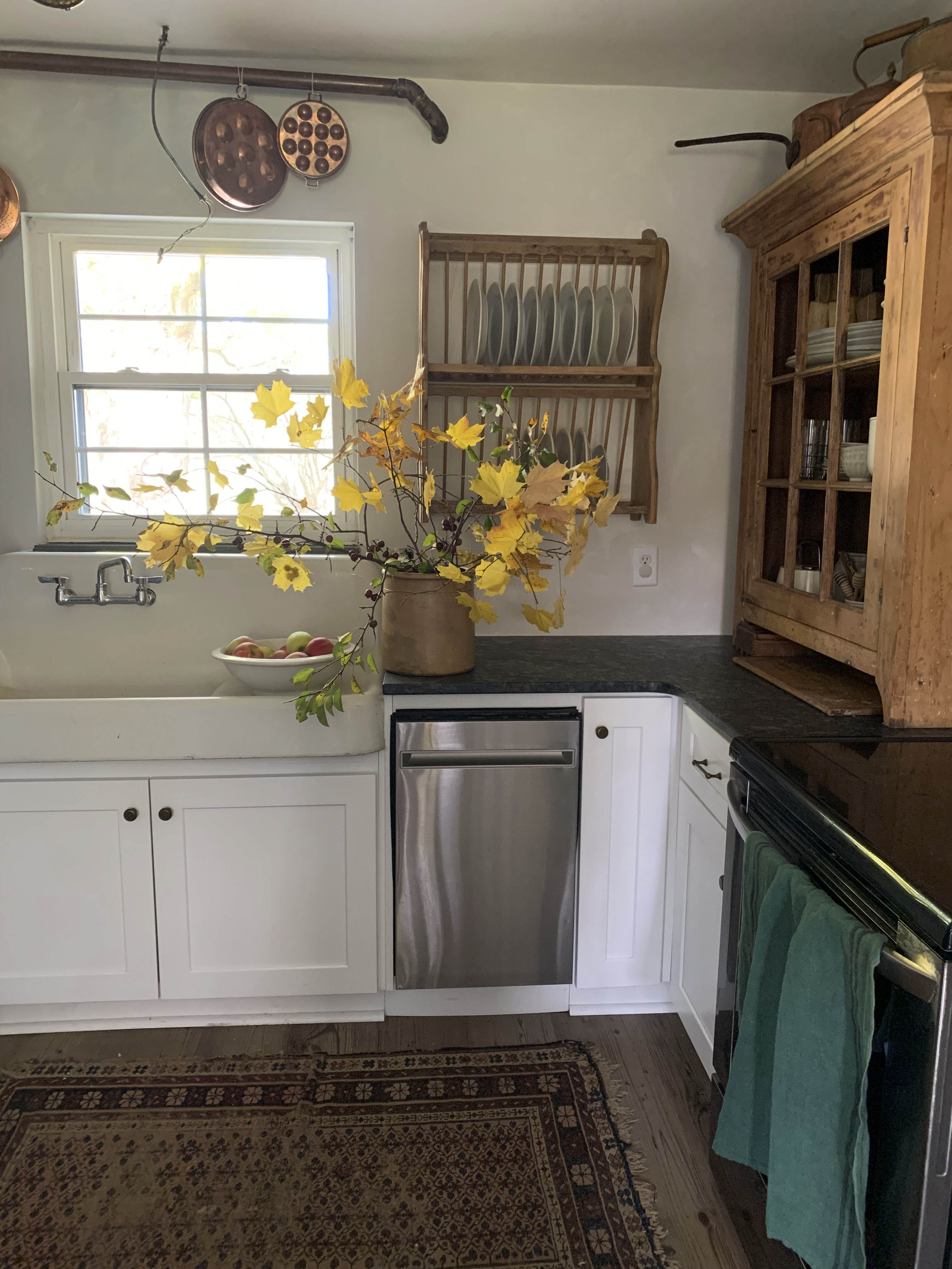 The kitchen reflects the 1950's style.