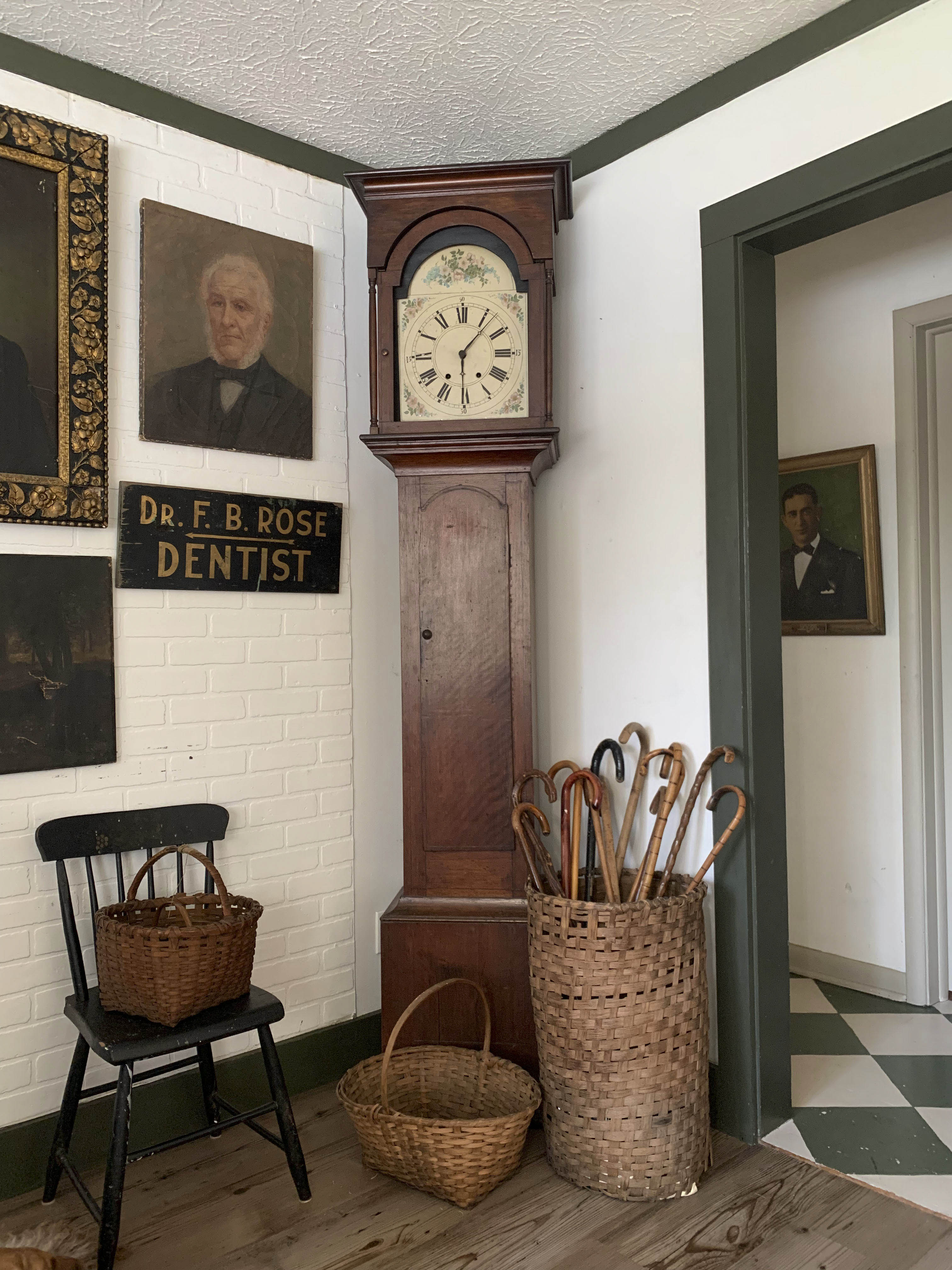 An 1800s clock that Ms. Lowden thrifted on the Facebook marketplace.