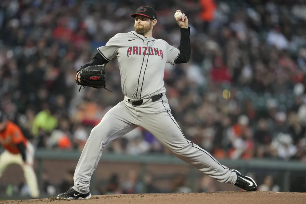 Arizona Diamondbacks pitcher Jordan Montgomery works against the San Francisco Giants during the second inning of a baseball game in San Francisco on April 19, 2024. (Jeff Chiu/AP Photo)