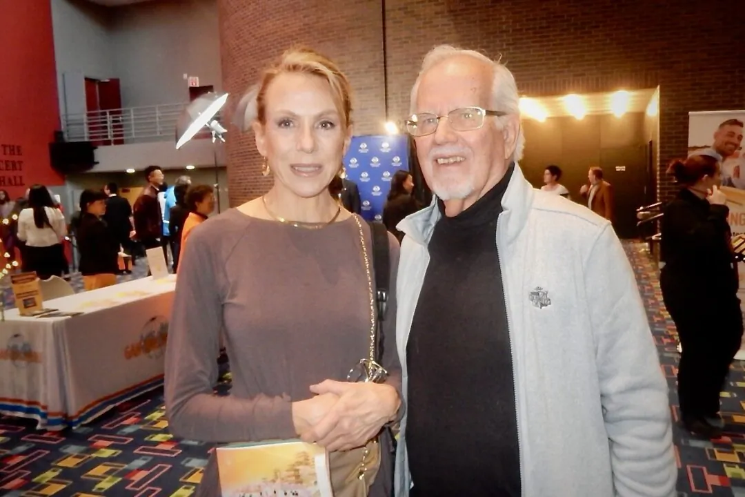 Frances Lohmeyer and Joseph Scott attended Shen Yun Performing Arts at the Performing Arts Center at Purchase College, on April 20, 2024. (Weiyong Zhu/The Epoch Times)