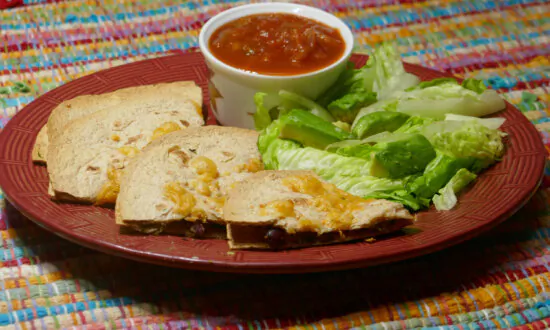 Stacked Goat Cheese Quesadillas With Avocado Lettuce Salad