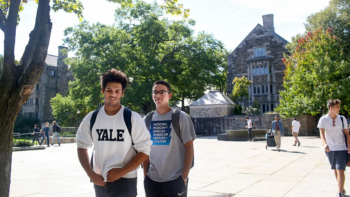 Students walk through the campus of Yale University on Sept. 27, 2018, in New Haven, Conn. (Photo by Yana Paskova/Getty Images)