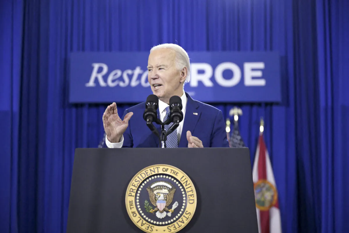 President Joe Biden speaks about abortion in Tampa, Fla., on April 23, 2024. (Andrew Caballero-Reynolds/AFP via Getty Images)
