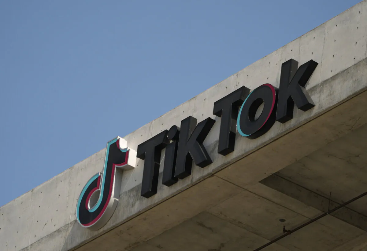 The TikTok Inc. logo is seen on their building in Culver City, Calif., on March 11, 2024. (The Canadian Press/AP-Damian Dovarganes)