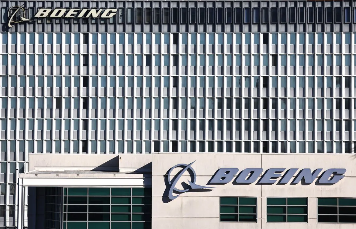 The Boeing logo is displayed on Boeing buildings in El Segundo, Calif., on Jan. 8, 2024. (Mario Tama/Getty Images)