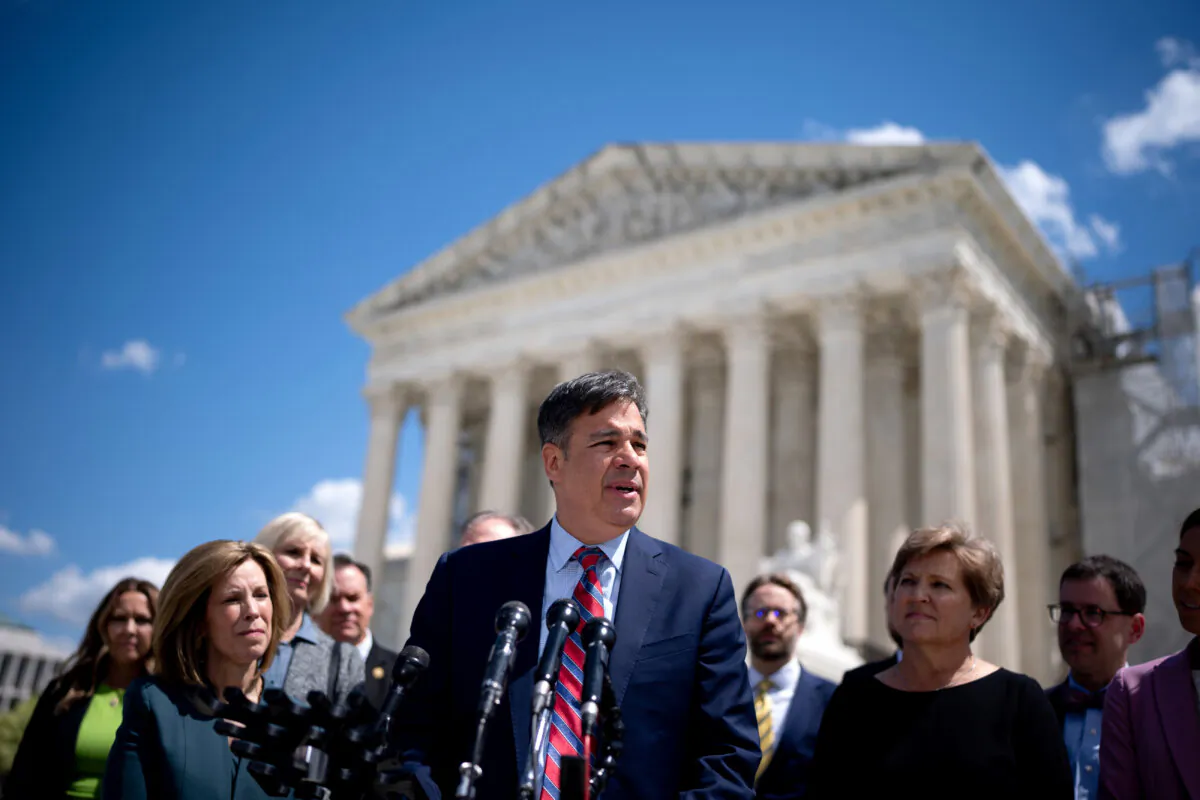 Idaho Attorney General Raul Labrador speaks outside the Supreme Court in Washington, on April 24, 2024. (Andrew Harnik/Getty Images)